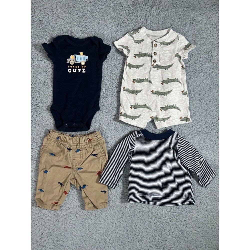 Newborn 4 piece bundle includes 1 pants, 1 full body, 2 shirts